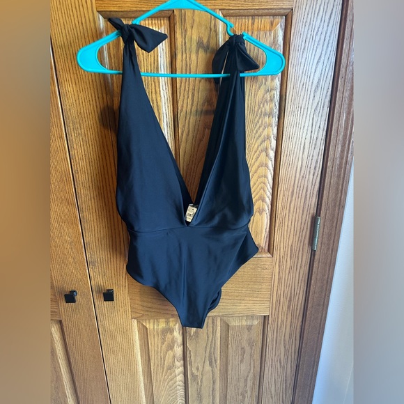 aerie Other - Aerie Swim One Piece Deep V Plunge Swimsuit Size Large Sexy Black Swimwear New